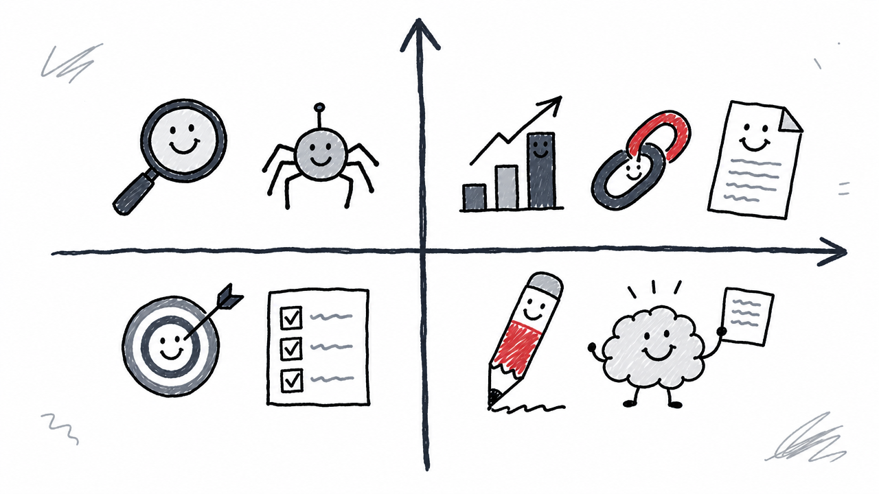 Eight AI SEO tools positioned by generation capability and SERP optimization depth.