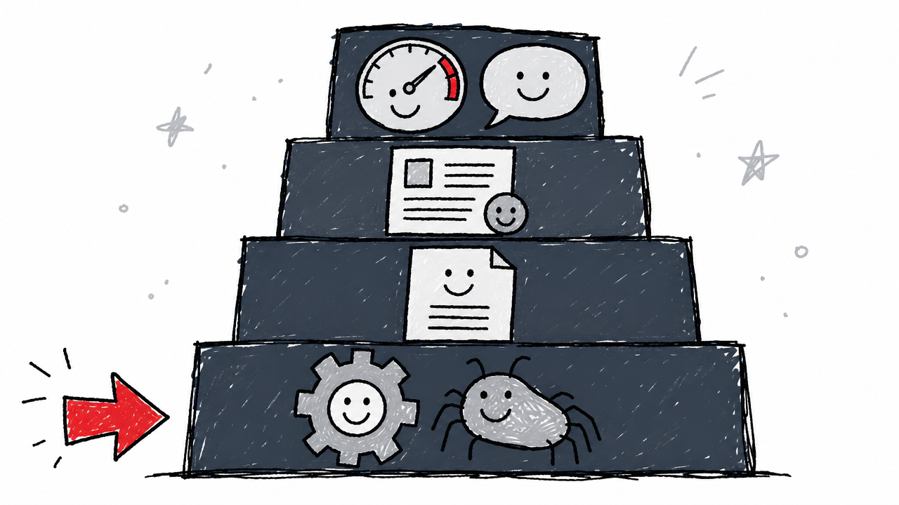 A priority ladder starts with technical SEO and content before GEO structure and AI visibility measurement.