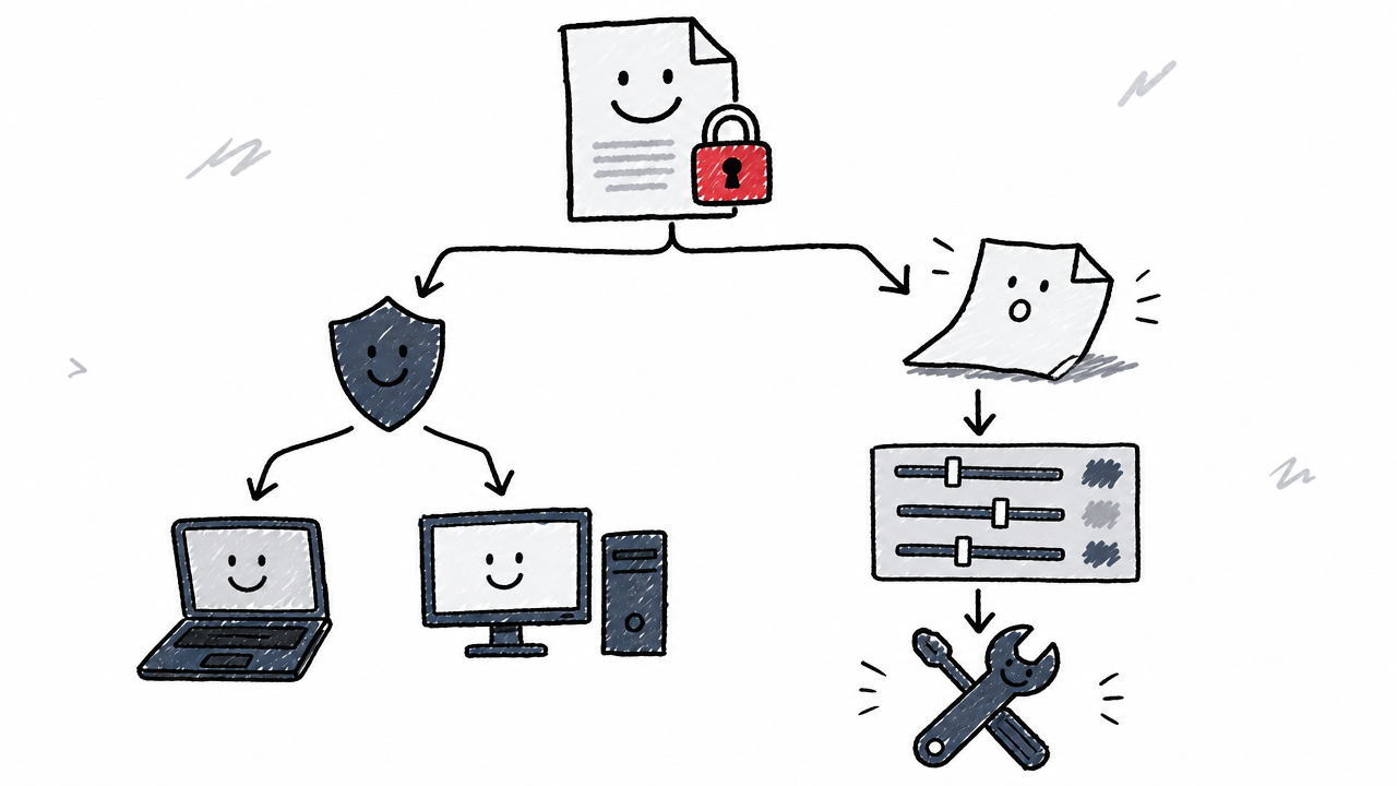 A PDF compressor choice path based on confidentiality, file size, and need for quality controls.