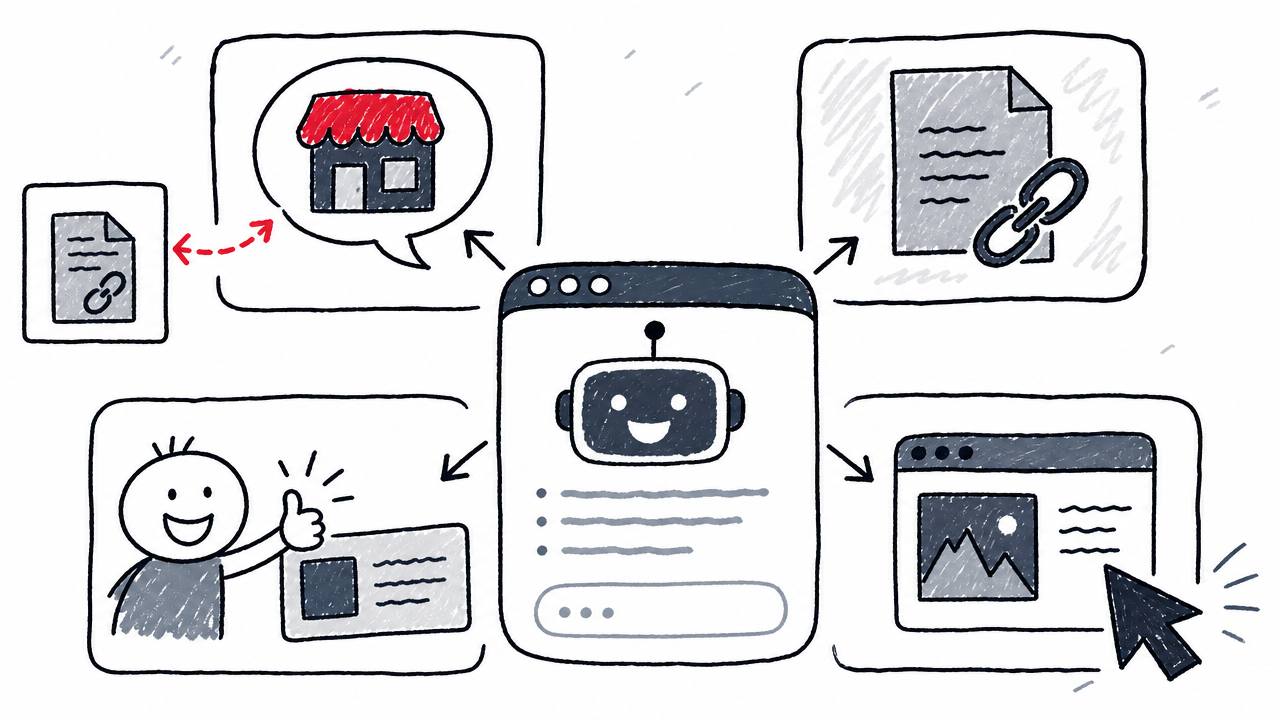 Four AI visibility outcomes show that a source citation can appear without a brand mention.