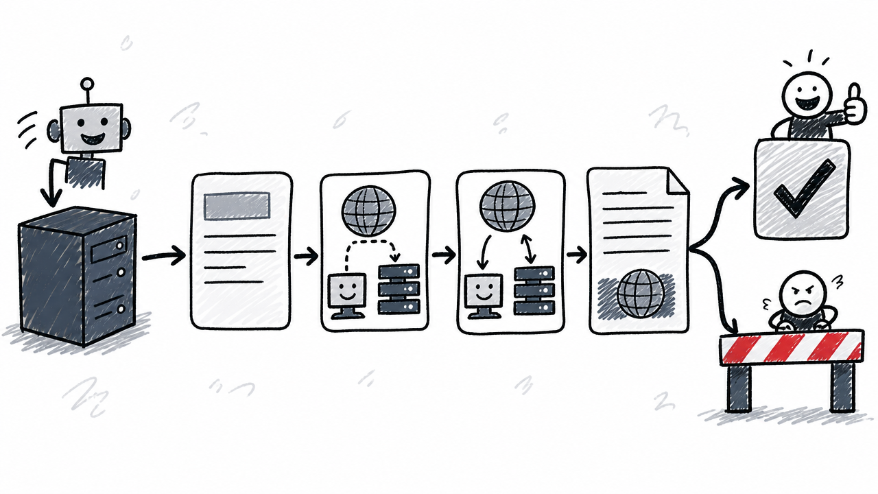 Crawler verification combines request details, reverse and forward DNS checks, and published IP ranges.