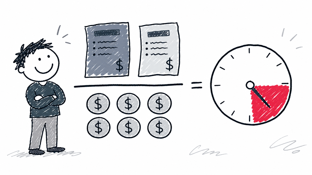 Monthly debts compared with gross monthly income produce a debt-to-income ratio of about one-third.