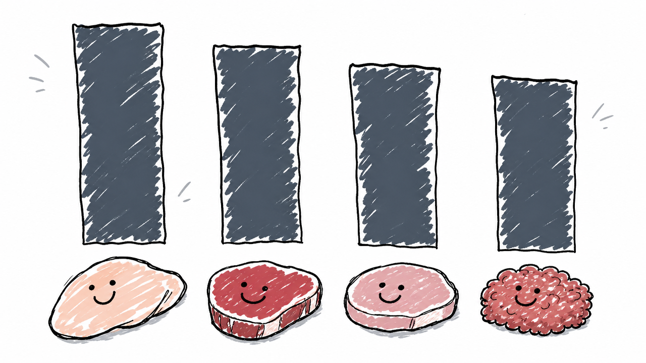 Chicken breast, sirloin, pork tenderloin, and ground turkey provide similarly high protein in 3-ounce cooked servings.