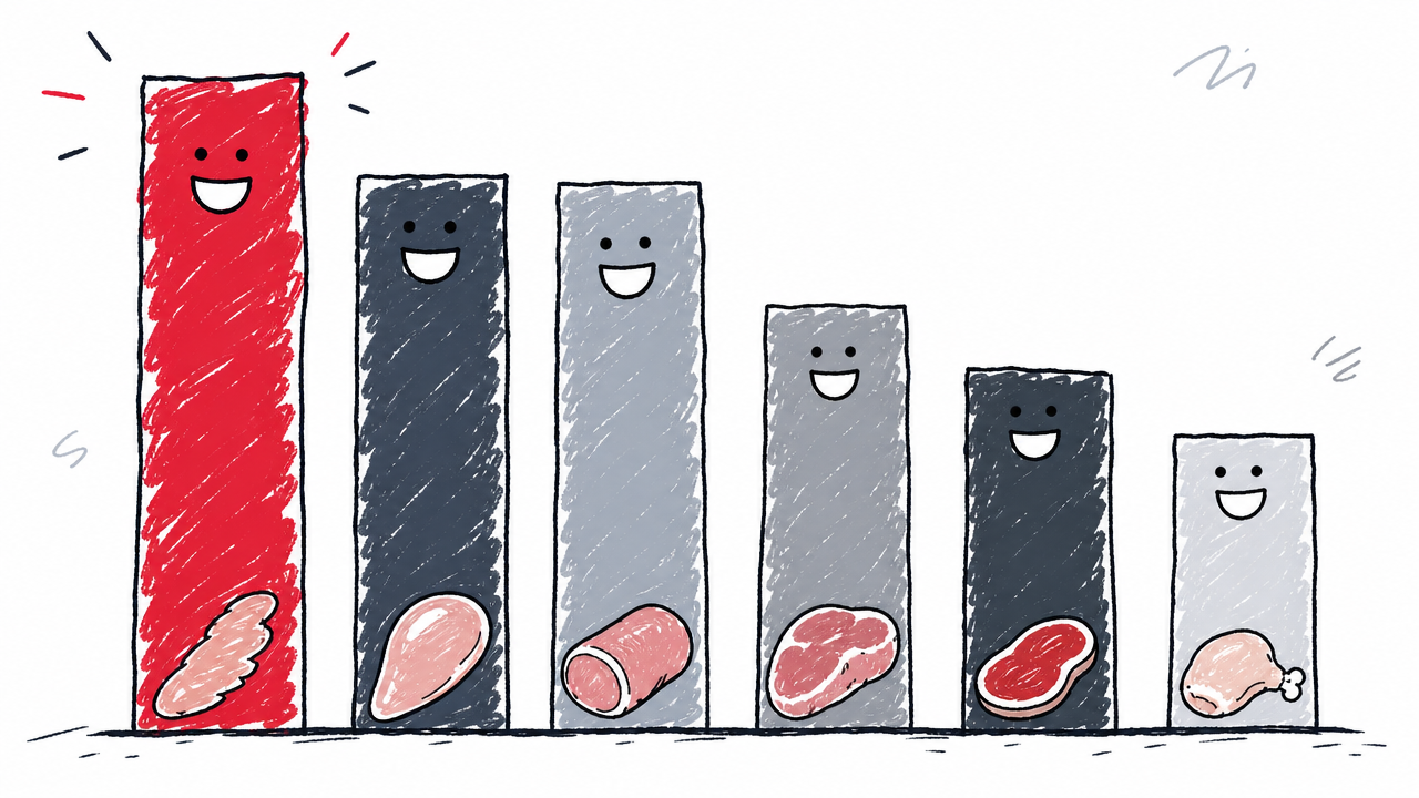 鶏ささみを先頭に、肉類6品目のたんぱく質量を比べたグラフ