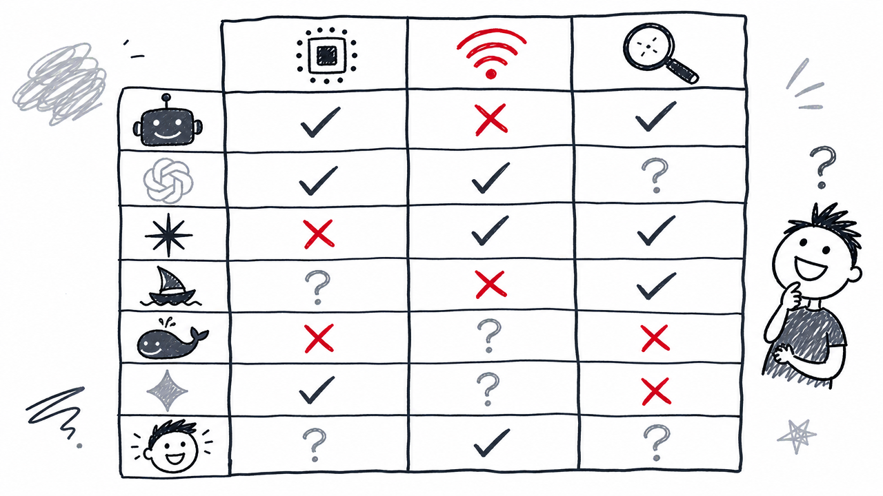 A seven-provider matrix compares watermark presence, signal type, and access to detection.