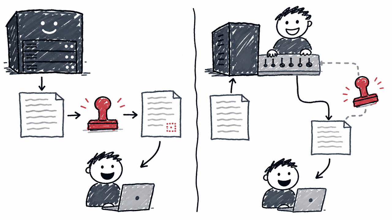 Closed providers control watermark insertion, while self-hosted operators can choose to bypass it.