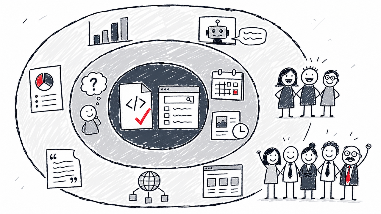 Three expanding AEO stacks show a free foundation, added content-team tools, and broader enterprise monitoring capabilities.